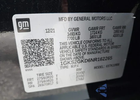 2022 GMC Yukon Xl 4Wd Slt z USA, uszkodzony, nr VIN 1GKS2GKD6NR162265